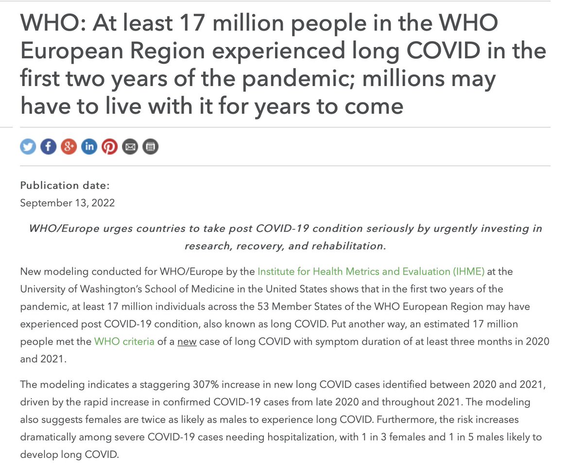EricTopol's tweet photo. The toll of #LongCovid in Europe
https://t.co/dUwV2eofcS @IHME_UW @WHO_Europe https://t.co/8Qhci5xAyg