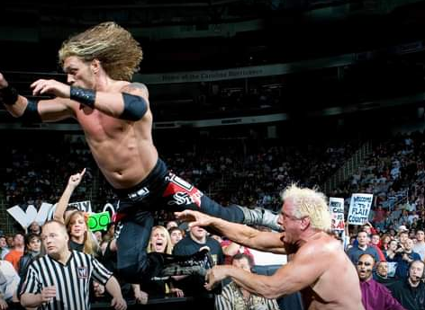curtjerkers's tweet photo. On an upcoming episode of #TBTM, the guys are looking back to 2006 and @RicFlairNatrBoy's TLC match against @EdgeRatedR on #WWERAW!

Have a question for 'The Nature Boy' about the match? Leave it in the comments with #AskNaitch and he might answer yours on the podcast! https://t.co/jAgNyoAxHu