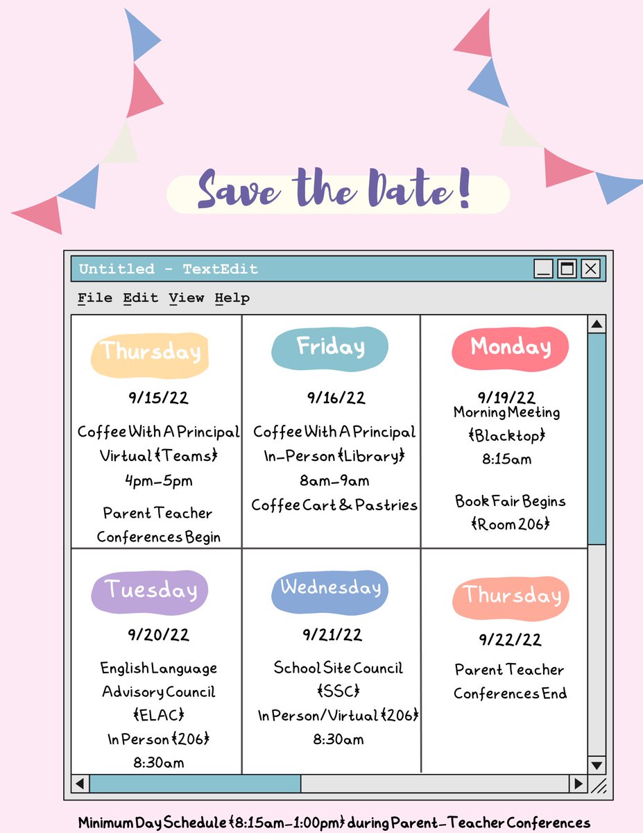 Good afternoon Rohr Pride 🦁

There are a lot of exciting events going on at Rohr.

Reminder: We are on minimum day schedule during Parent-Teacher Conferences 📚

We can’t wait to see you!