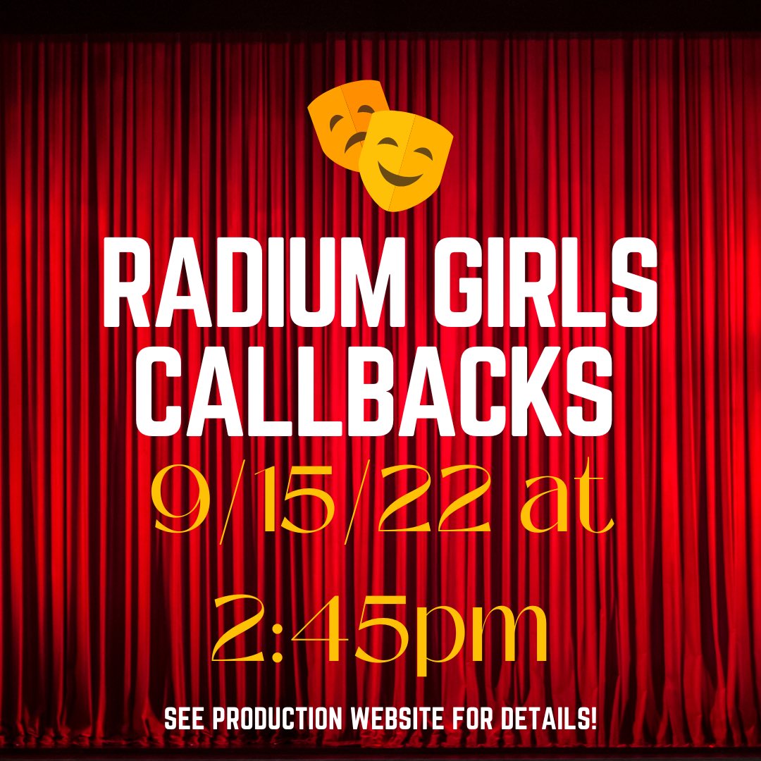 Check out the production website to see if you were called back for this Thursday!!