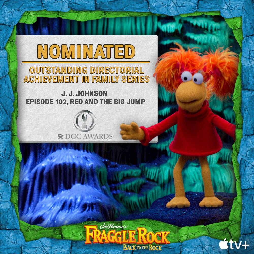 We are honored to announce Fraggle Rock is nominated for Outstanding Directorial Achievement, Family Series! Congratulations to J.J. Johnson and The Jim Henson Company!  Watch Fraggle Rock: Back to the Rock on @AppleTVPlus