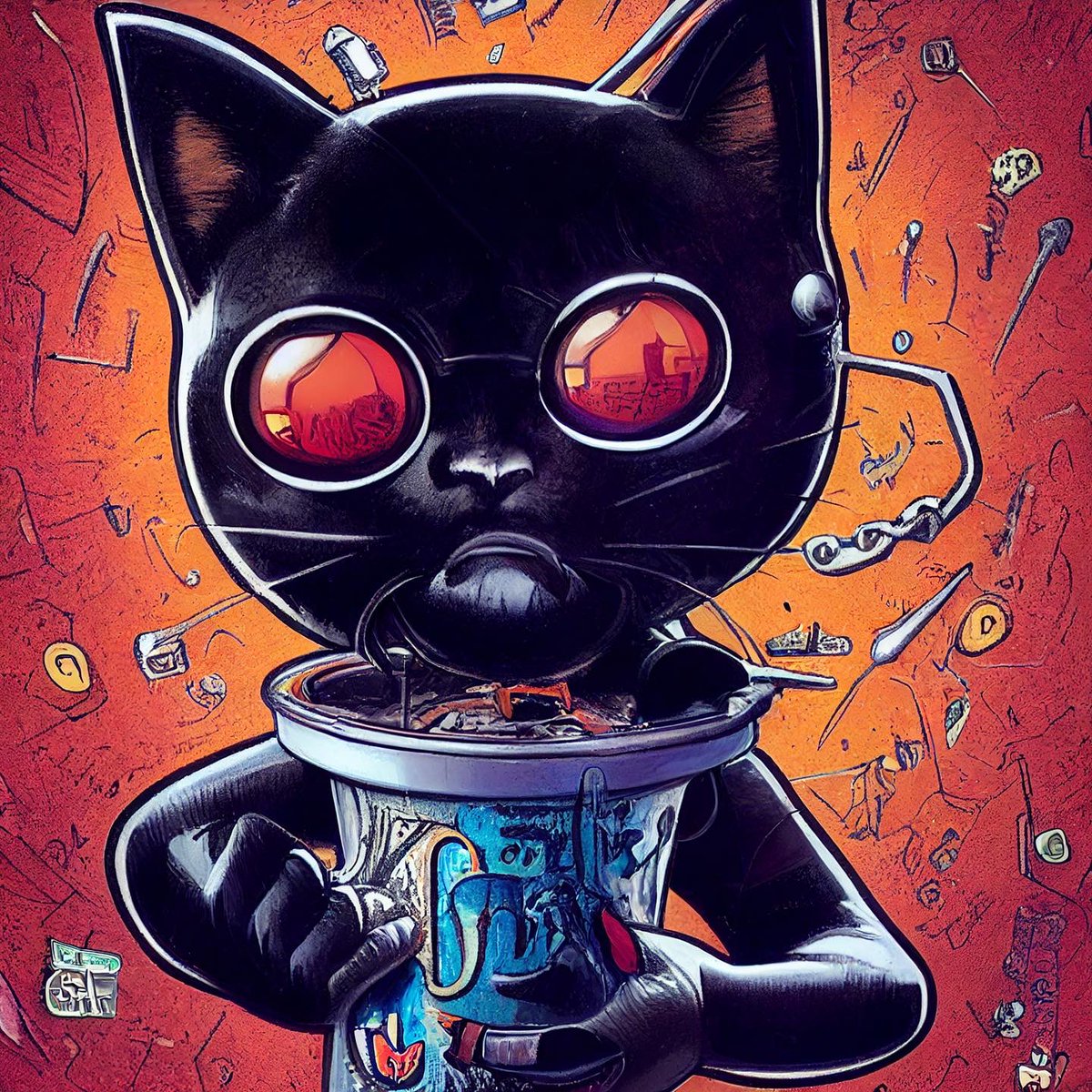 agentsoftheuni's tweet photo. Bad Lucky Kitty 
                                                                 #aiart #art #oilpainting #art #artist #love #drawing #artwork #painting #fashion #beautiful #digitalart #design #photo #sketch #style #explorepage #aiart #stablediffusion #midjourney #dalle2 https://t.co/t8P9NMa2OR