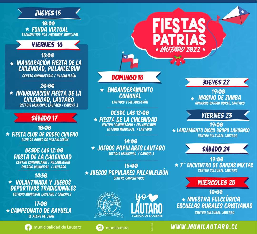 LabrinMora's tweet image. Actividades 𝐃𝐄 𝐅𝐈𝐄𝐒𝐓𝐀𝐒 𝐏𝐀𝐓𝐑𝐈𝐀𝐒 2022. 𝐄𝐍 Lautaro Y Pillanlelbún.