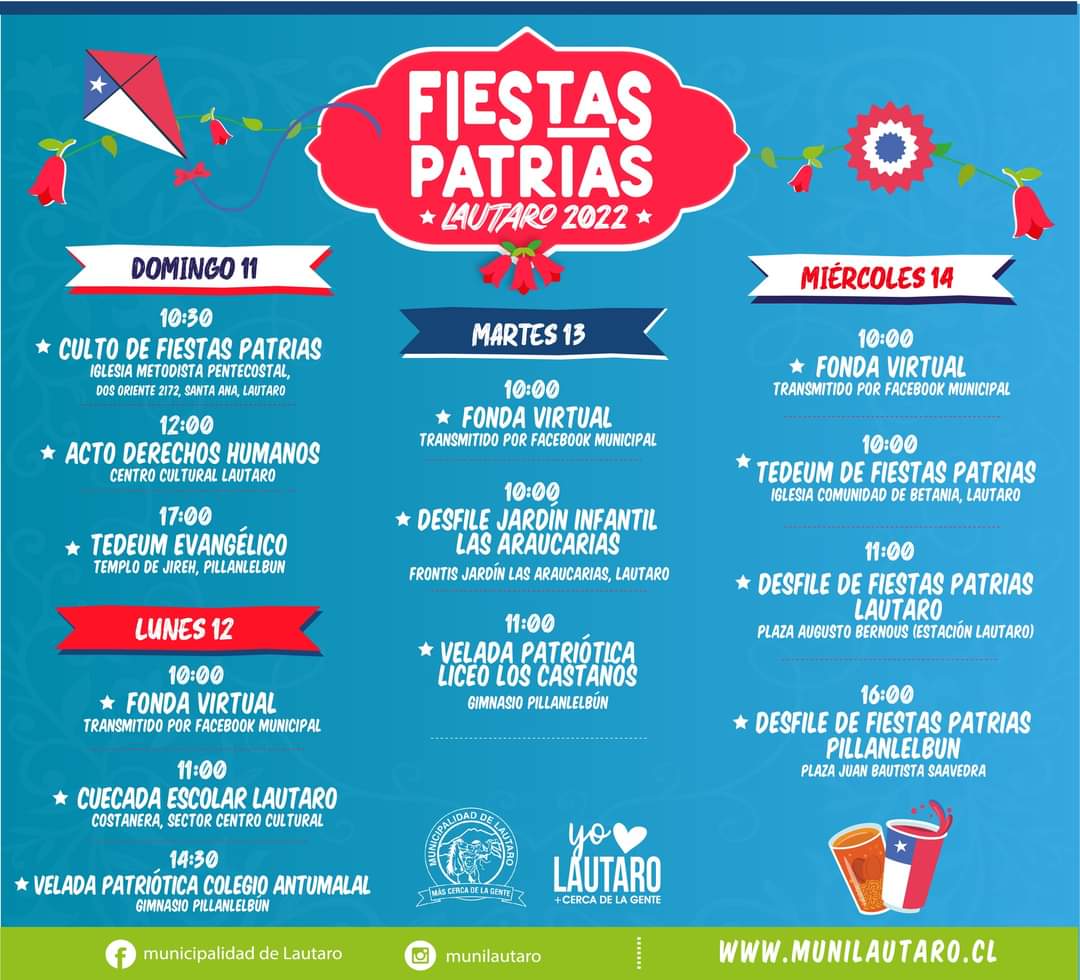 LabrinMora's tweet image. Actividades 𝐃𝐄 𝐅𝐈𝐄𝐒𝐓𝐀𝐒 𝐏𝐀𝐓𝐑𝐈𝐀𝐒 2022. 𝐄𝐍 Lautaro Y Pillanlelbún.