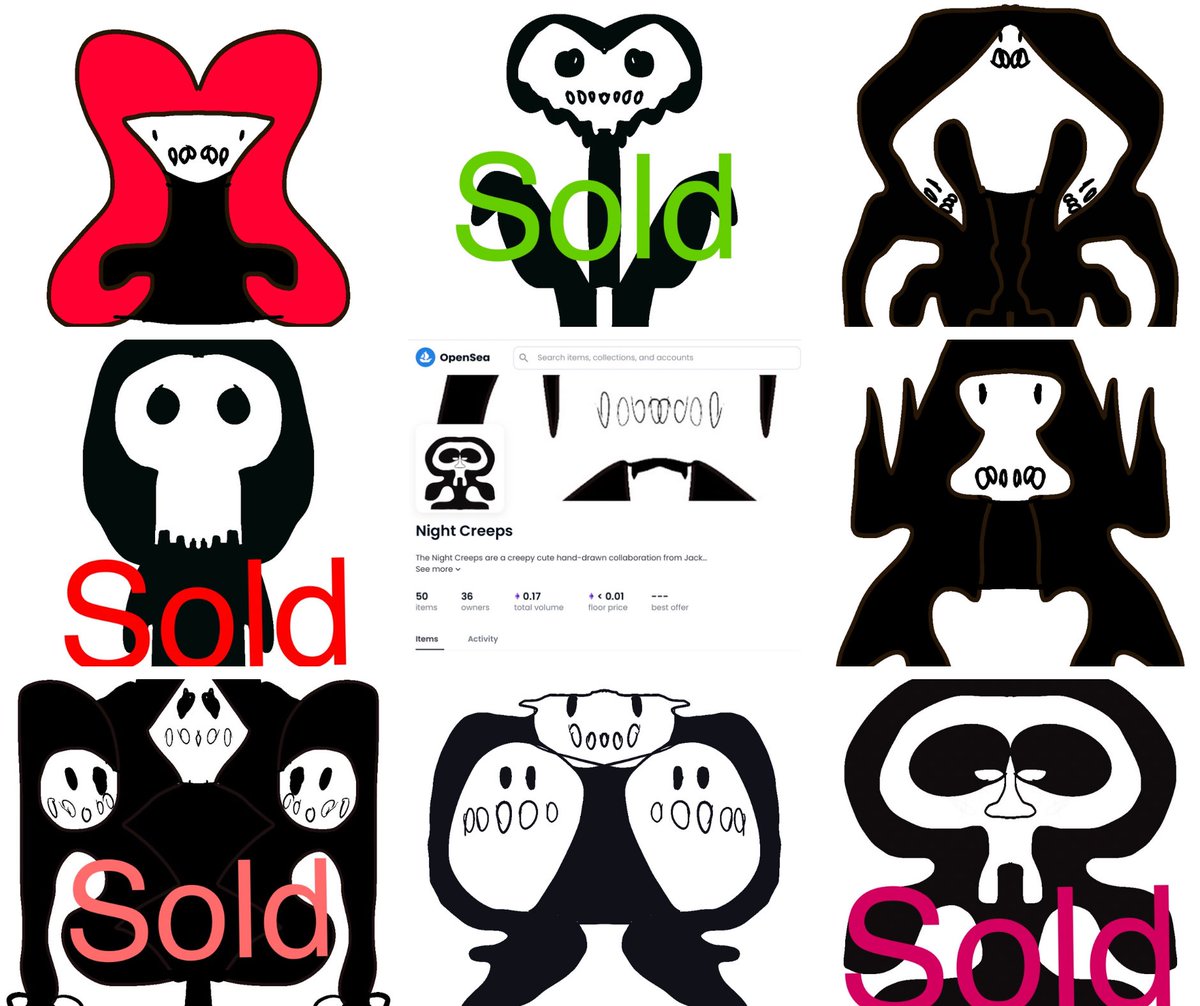 Jack__tuber's tweet photo. @FriikkiS Night Creeps are .005 on Polygon.  38/50 sold!!! 😱😱
https://t.co/bd3zsFGCVs https://t.co/5plFLzqRcU
