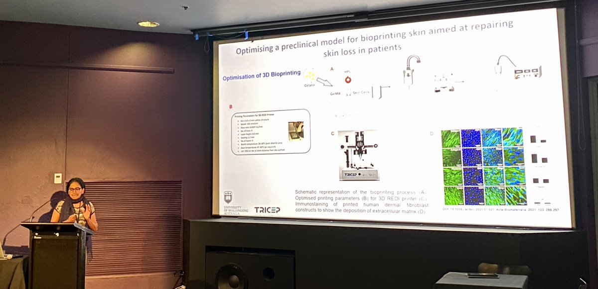pritinder_kaur's tweet photo. Fantastic variety of talks on Day 2 of AWTRS 2022 with a strong translational perspective. Great to hear progress from our MRFF funded skin bioprinting project from @GordonGWallace @fionawood @kalaniruberu @_AWTRS https://t.co/oD5MB4qwIB