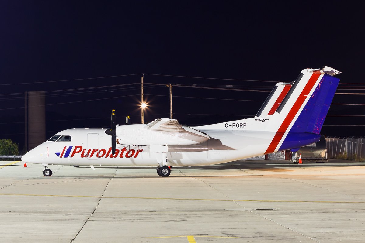 yyztjc's tweet photo. @purolatorinc C-FGRP De Havilland Canada DHC-8-102 Dash 8 resting @flyyhm #hamilton #yhm #cyhm - formerly Air Canada Jazz. Delivered 03DEC21. https://t.co/jq9zmSIF0h