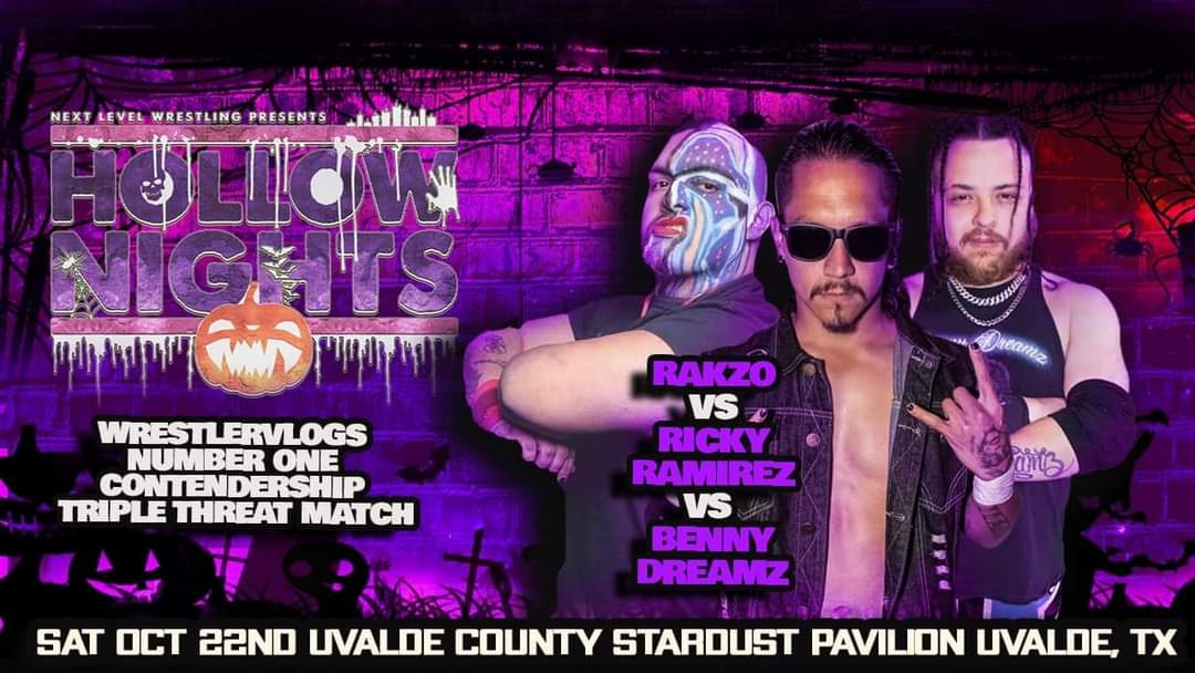 Wrestlevlogs's tweet photo. Next Level Wrestling Just announced the first contenders match for the WV Championship!

The three contestants selected by us are RAKZO vs Ricky Ramirez vs Benny Dreamz!!!

Who will advance to the finals November 13?! https://t.co/UisktMDI7y