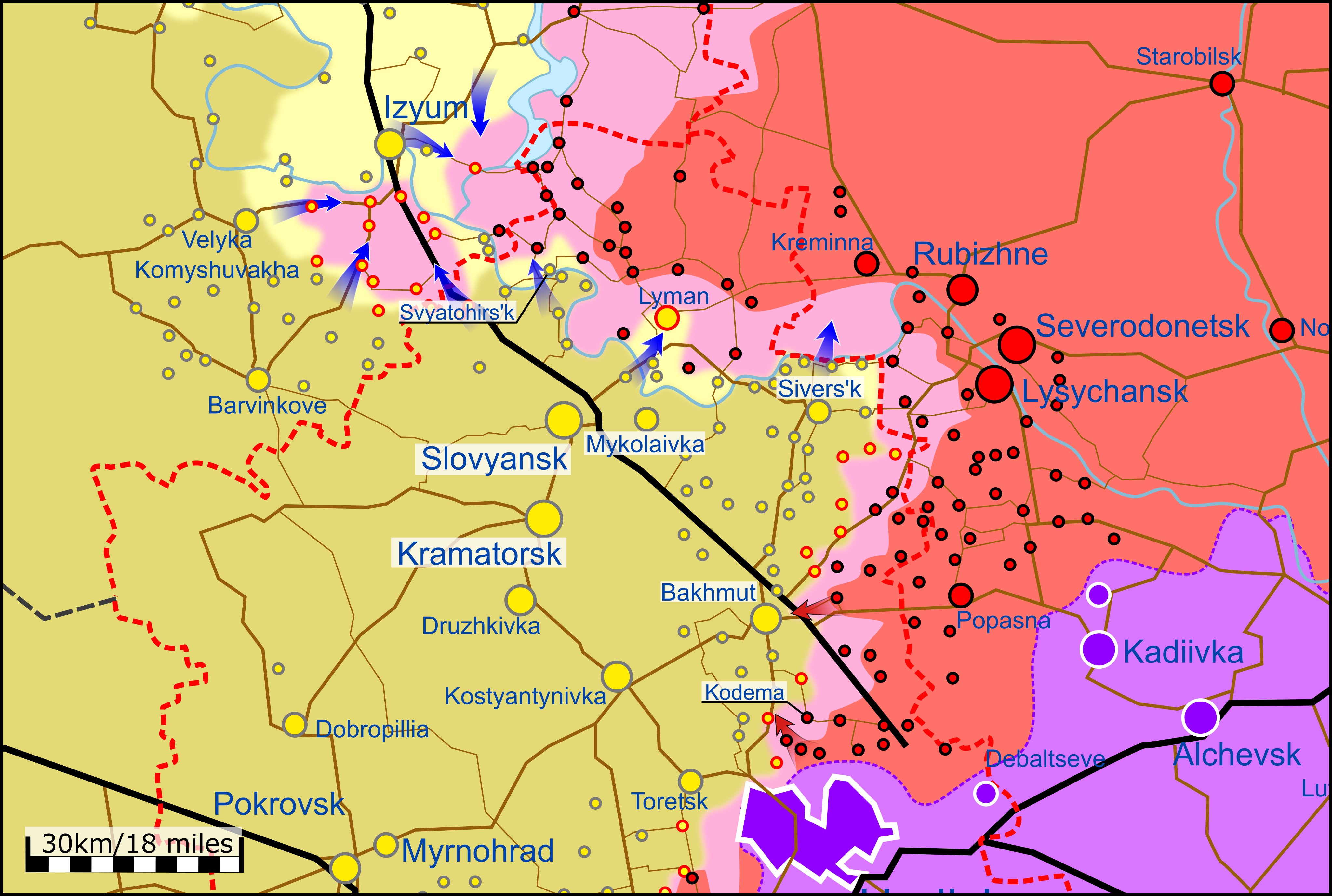 Карта боевых действий на Украине 