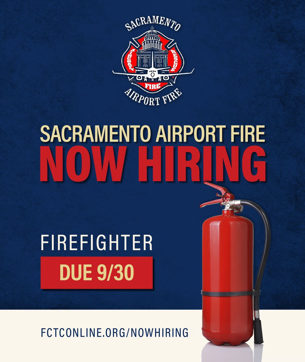 Sacramento County Airport Fire is hiring! Learn more and apply today at FCTConline.org/nowhiring