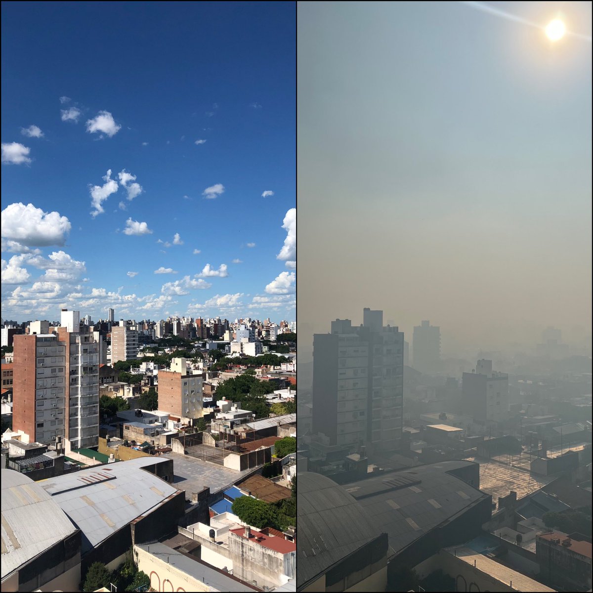 leogentileg's tweet photo. El antes y el después 💨🤦🏻‍♂️ #Rosario #humo #Bastadequemas https://t.co/GlsFTIW6Sm