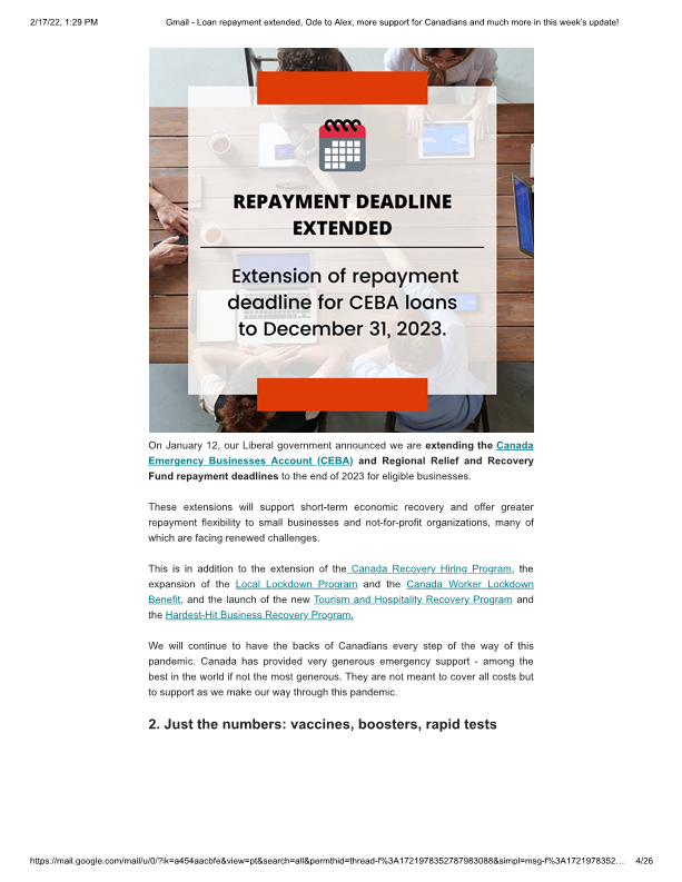DeborahCSawyer's tweet photo. So, what about it, #MeridianCU? My MP sent around the announcement attached and I've sent copies to you, but you still tell me, via my online account, that I'm on the hook to start repayment of my #CEBA loan at the beginning of 2023, not the end. So, time to 'fess up: Why? @CFIB https://t.co/SlQeMPWF0W