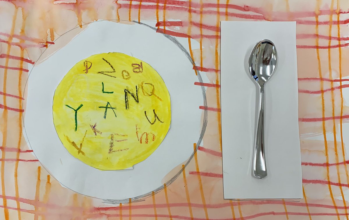 aew105's tweet photo. Art created though the use of literature. See how my First graders enjoyed creating their own Alphabet Soup. #cobbartrocks   @ArgyleElem   #artsedga https://t.co/gXWg6leab8
