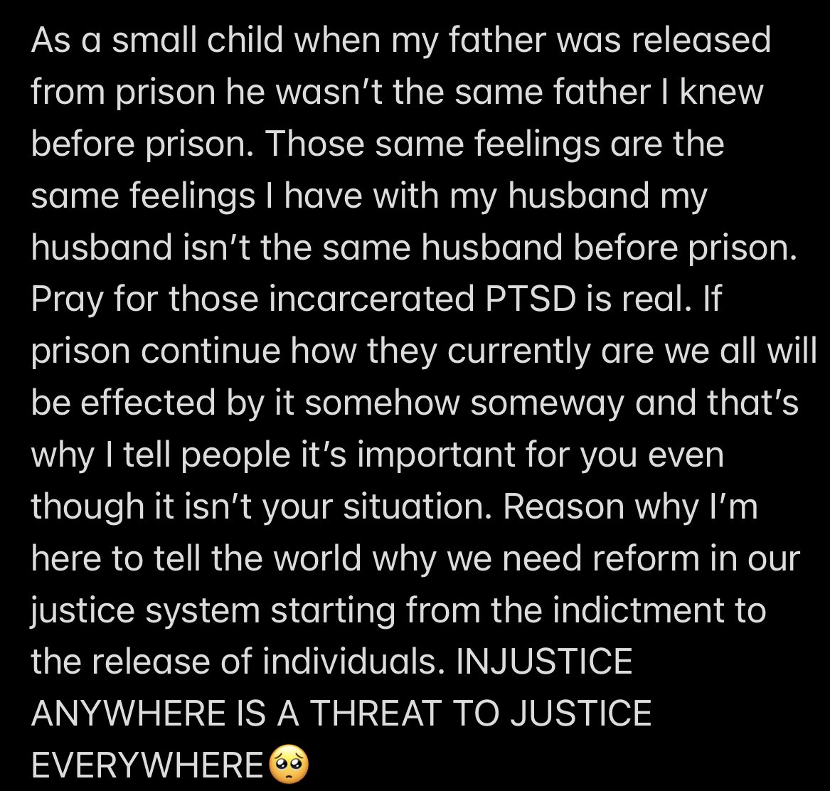 PrisonwifeRDZ's tweet photo. #retweet #reformjustice #reformprison #reformparole #PTSD #MentalHealthAwareness #MentalHealthMatters #peoplefirst #rehabilitation #StandUp4HumanRights #togetherwehitharder #standupfightback #notonemore #atlanta #wecare #georgia #StopTheViolence https://t.co/xsA223JLvR