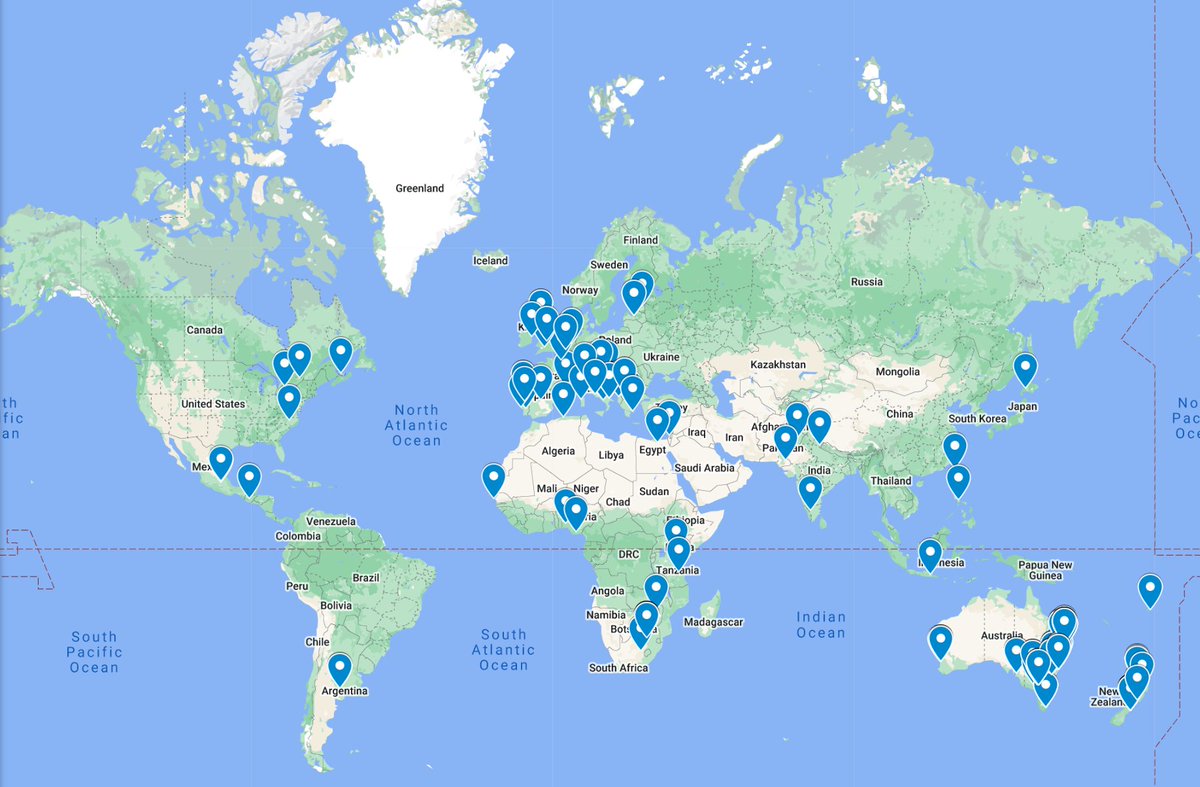 We had over 220 people register for the <a href="/PlantStudentNet/">Plant Health Student Network</a>  (from all over the world - check out the map) and ~70 people at our first meeting! Awesome to see the enthusiasm and the community coming together already - sign up to join the network at forms.office.com/r/eHfBsrJUDU 🦠🌿🧫