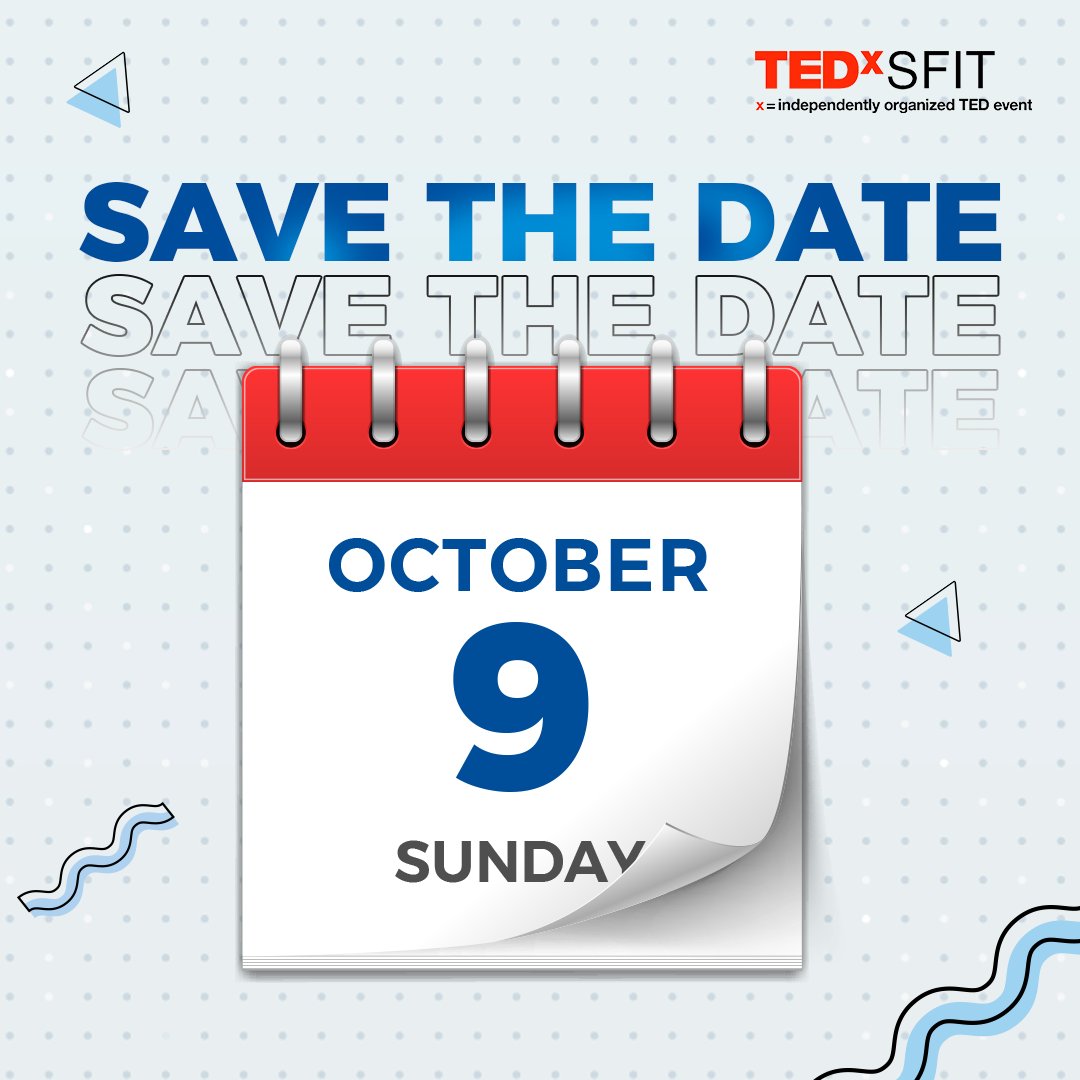 The day has finally come!

TEDxSFIT is back!! So mark your calendars and start the countdown⏳, as TEDxSFIT 2022: The Alternate Hypothesis is ready to bedazzle you😎

Save the date, 9th October 2022🗓️

#SaveTheDate #TEDx #TEDxSFIT #explore #TEDxTalks