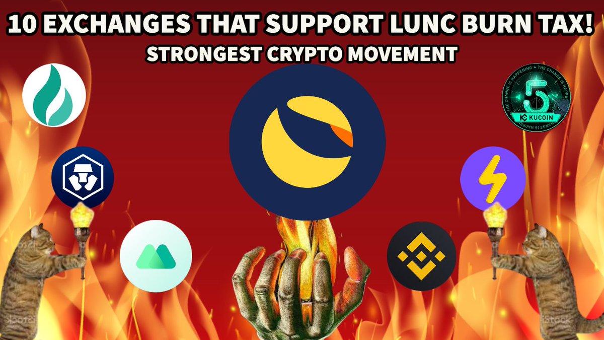 HappyCatKripto's tweet photo. THESE 10 EXCHANGES SUPPORT THE #LUNACLASSIC BURN/TAX! 

#TerraLunaClassic News Today

https://t.co/RtUt4D7o4f https://t.co/2Z8cvNWkMz