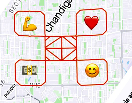Amysharma77's tweet photo. GPS Art on road through cycling #cycle #fitness #health #creativeart #creativity #cyclinglife #patternrider #patterncyclist #cycleart @sselvan @BYCS_Kolkata @neeza_singh @ChandigarhSmart @cycfiroza @asokjangra @Cycling_Embassy @LondonCycle3 @FranceCycleChic https://t.co/CwV3qjePLm