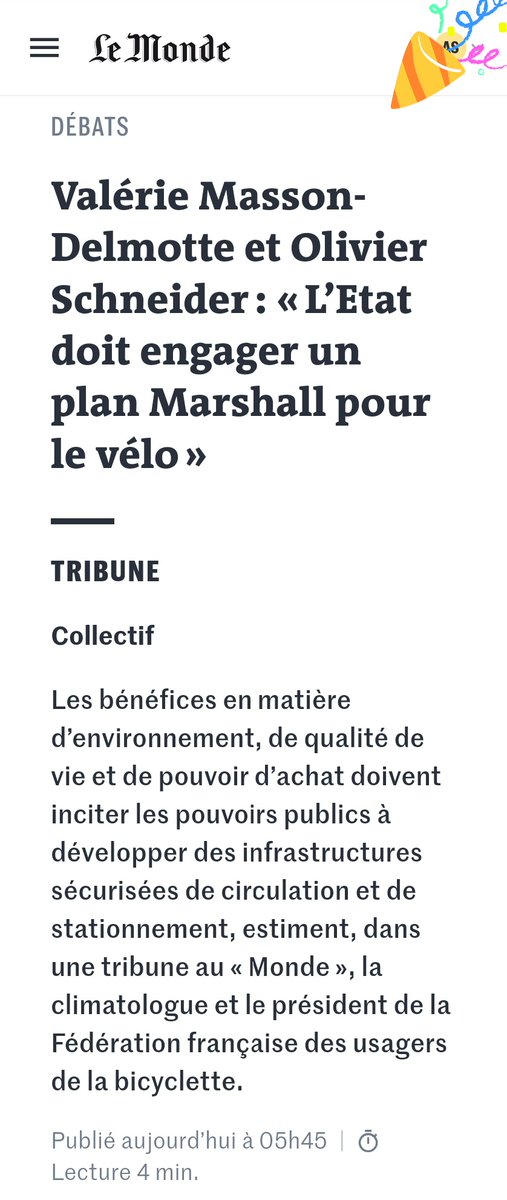 oschneider_fub's tweet photo. Avec @valmasdel nous publions une tribune dans @lemondefr le jour des 4 ans 🎂 du plan vélo 
Pas de plan de sobriété crédible sans un véritable plan Marshall pour le 🚲 : il faut 2,5 milliards € 💶 pour doter la 🇫🇷d'un patrimoine cyclable ! 1/n
https://t.co/vLm6IyC3IT https://t.co/yDGr8Z40AU