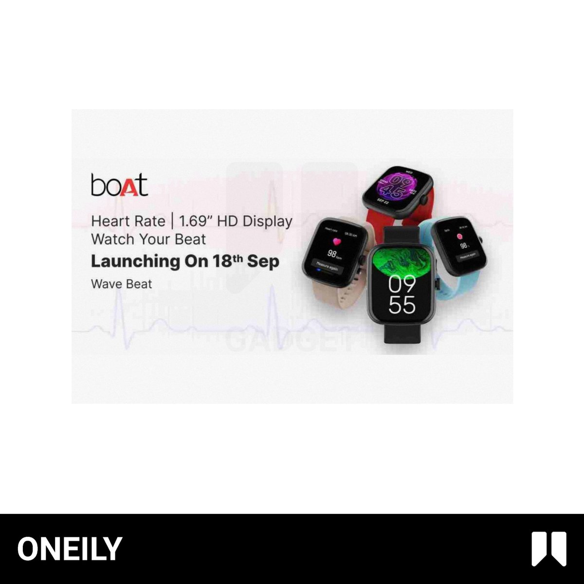 OneilyGadget's tweet photo. boAt Wave Beat smartwatch launching on September 18, 2022 in India.
#boAt #WaveBeat https://t.co/W4flbmzO4u