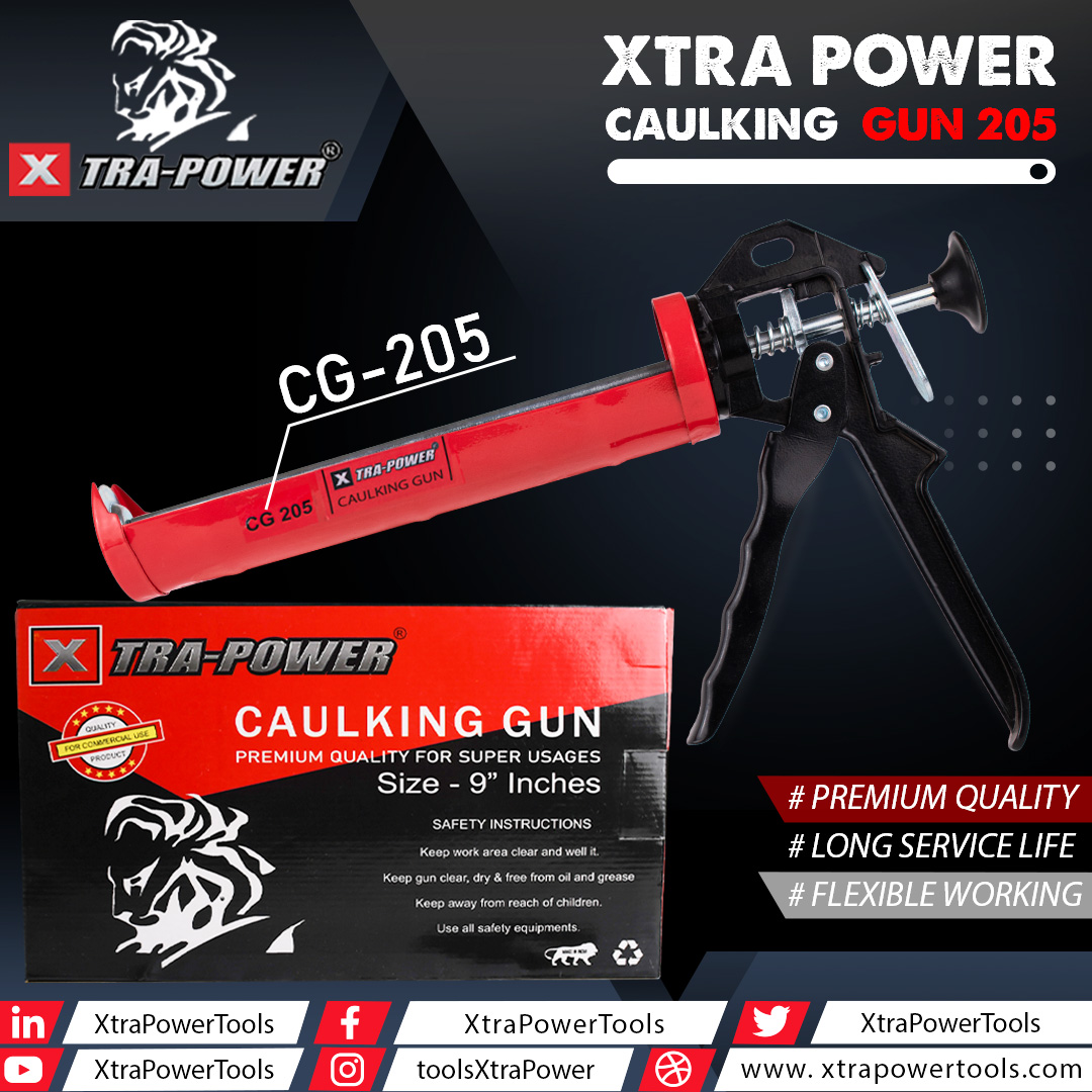 ToolsXtraPower's tweet image. XTRA POWER CAULKING GUN 205 is a heavy-duty silicon gun that is perfect for all types of projects. The gun is made of heavy-duty steel and features a durable polypropylene grip. 
learn more at xtrapowertools.com

 #xtrapower #xtrapowertools #lsltools