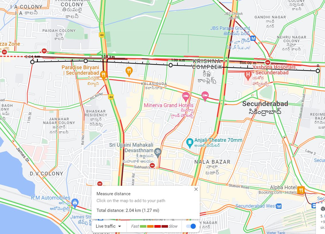 HYDTP's tweet photo. Dt: 14.09.2022 at 1055 hrs                                            
                                                                                       
Movement of traffic is slow from North Zone, YMCA, SBH X Roads, Paradise X Roads towards Anand Theatre. https://t.co/aMzXb60BDZ