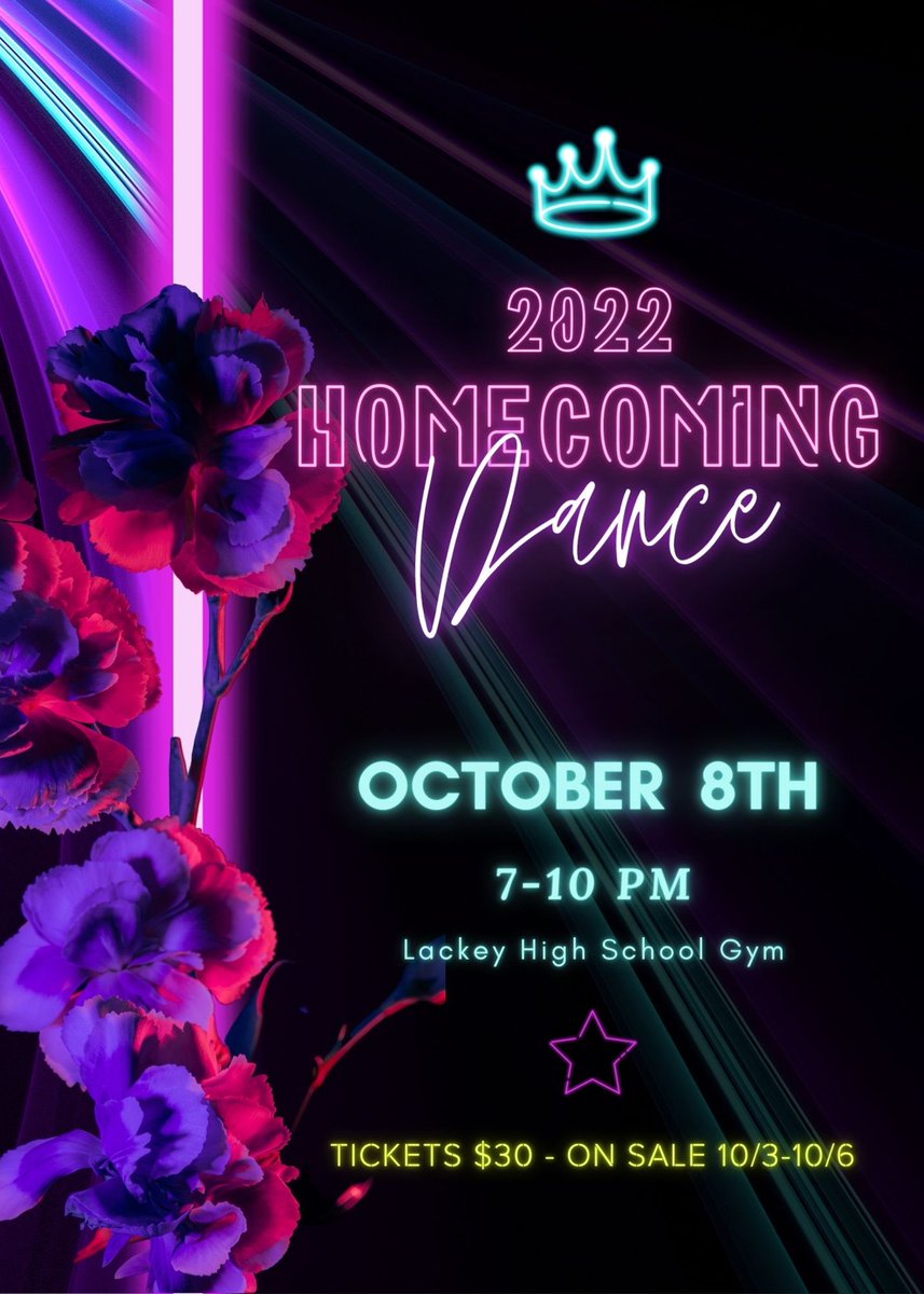 Bask in the neon glow at this year’s Homecoming! Mark your calendars as tickets go on sale October 3. The semi-formal dance will be on October 8th. See you under the black lights!