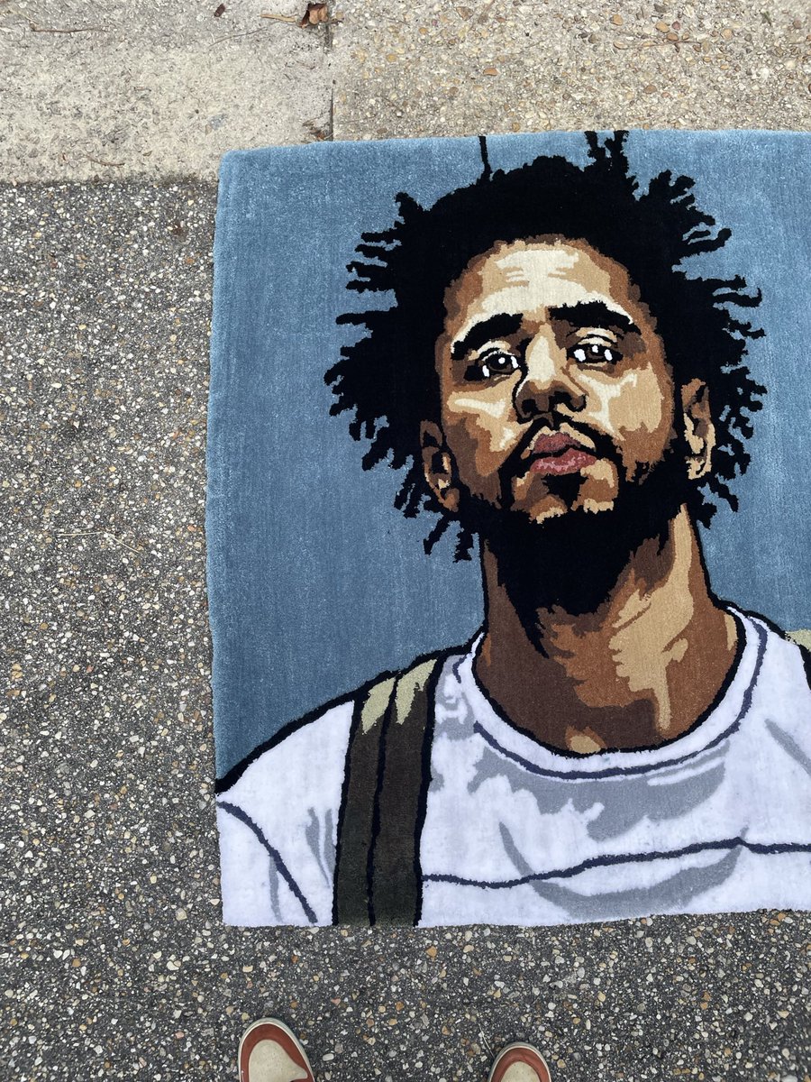 CarnellOnly's tweet photo. Coming to the end of day 6 of me trying to get @JColeNC to see this rug I made #WheresCole https://t.co/ayylbO6fap