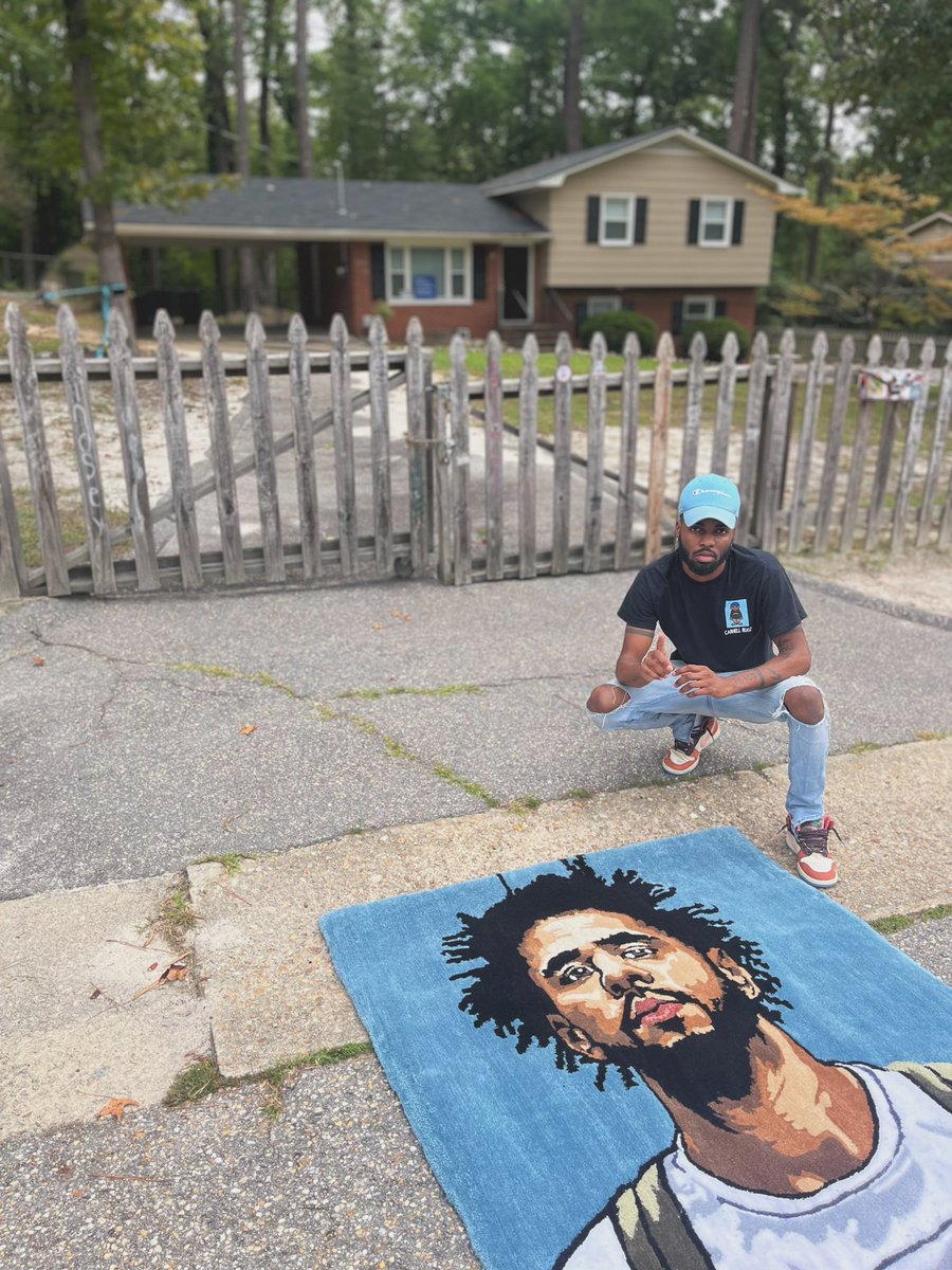 CarnellOnly's tweet photo. Coming to the end of day 6 of me trying to get @JColeNC to see this rug I made #WheresCole https://t.co/ayylbO6fap