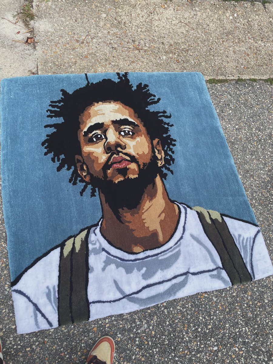 CarnellOnly's tweet photo. Coming to the end of day 6 of me trying to get @JColeNC to see this rug I made #WheresCole https://t.co/ayylbO6fap
