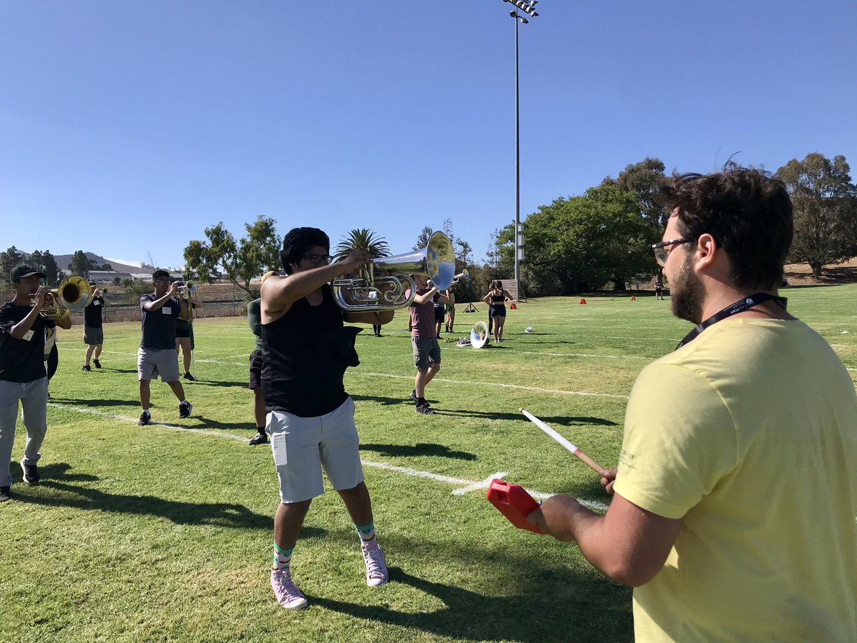 CalPolyBand's tweet photo. With one Game Day for @calpolyfootball behind us, we don’t rest as we prepare for a full season of Cal Poly performances! @CalPolyCLA #RideHigh https://t.co/nAWL0vCwcq