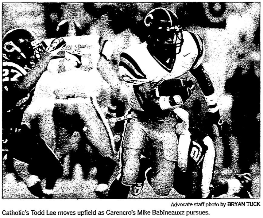 On This Day in 2007, Todd Lee's 33-yard touchdown run with five minutes to go helped lead Catholic High to a 10-7 victory over #4 Carencro in a top-ten matchup. Ryan Lewis was 10/17 with 172 passing yards for the Bears. Michael Ledet's 32-yard FG provided the winning margin.