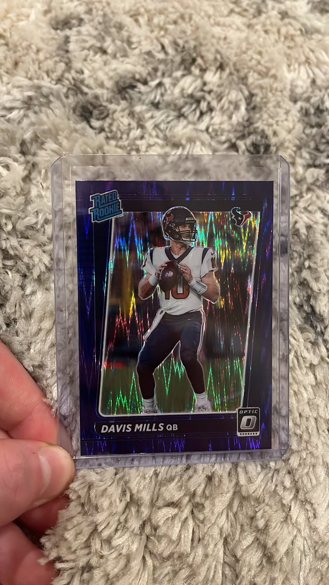 CardCommander2's tweet image. Davis Mills Optic Purple Shock $10 PWE or $13 BMWT @CardboardEchoes