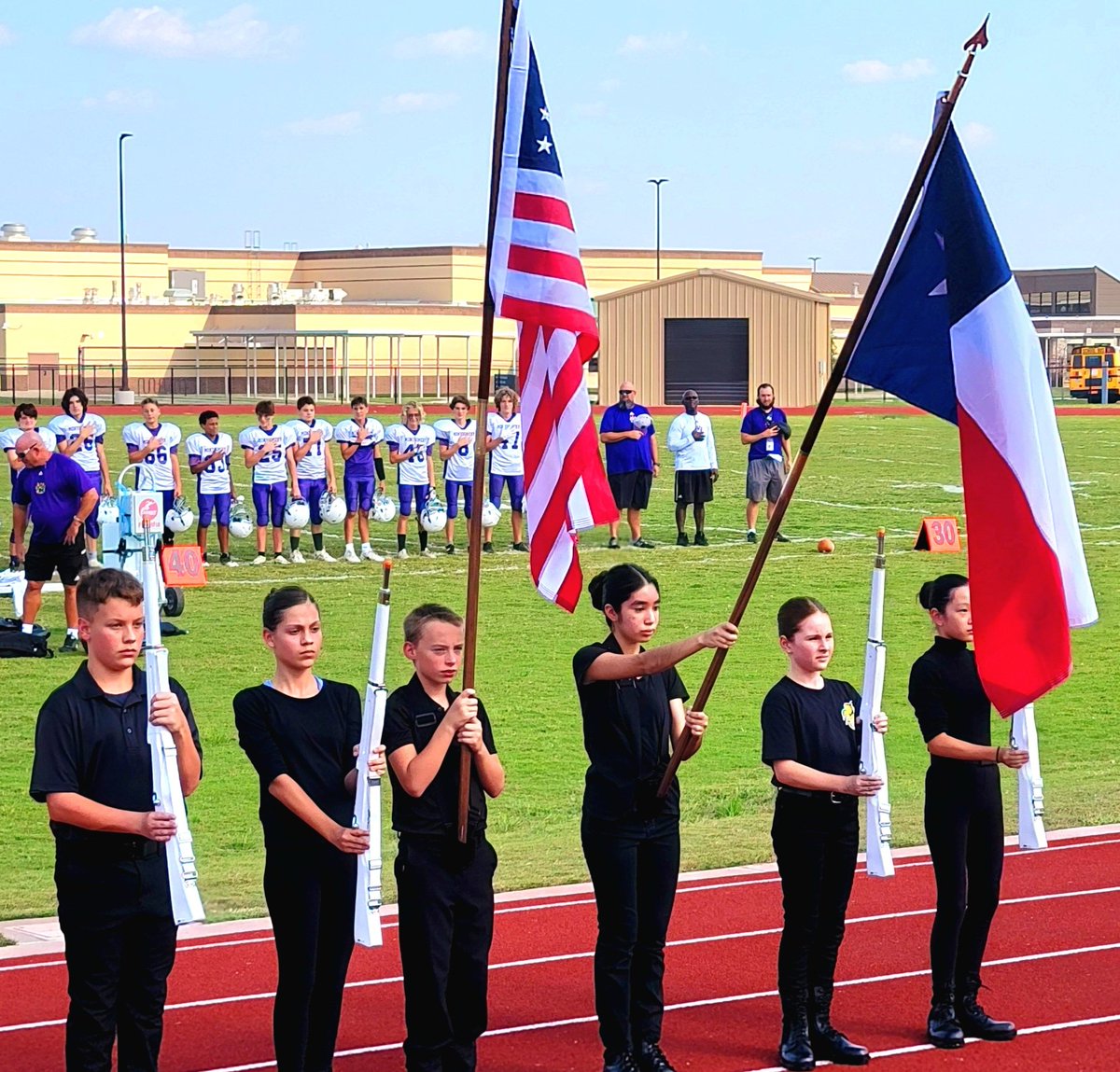 JoanneStraker's tweet photo. @MrLing_GLJH @TISDGLJHS @MrAbbottTISD 
Another picture from tonight's presentation of colors by our LOTC students. https://t.co/5y42nrXSGO