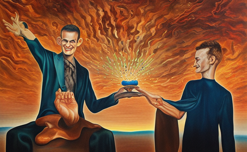 redphone's tweet photo. "Vitalik Buterin Celebrating the Merge"

1. By Savador Dalí
2. By René Magritte
3. By Herni Matisse
4. By Leonardo da Vinci

@VitalikButerin images via @StableDiffusion https://t.co/mWSmdCn78z