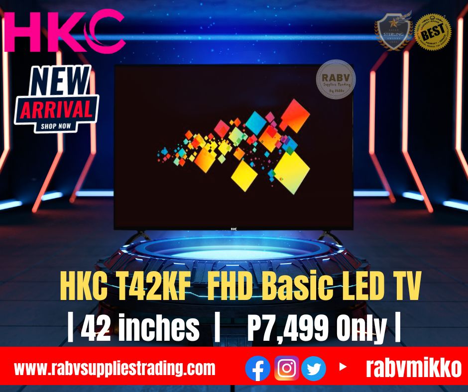 MikkoRabv's tweet photo. NOW AVAILABLE 🔥NOW AVAILABLE🔥

HKC T42KF 42" FHD Basic LED TV 

FOR ONLY PHP 7,499

#television #42inchestv #freelancer #businessowner #family #parents
#influencer #blogger #home #house #business #cocomelon #kids #child #bonding #netflix #government #clinic #offices #IT #stream https://t.co/8c2Jfwnap9