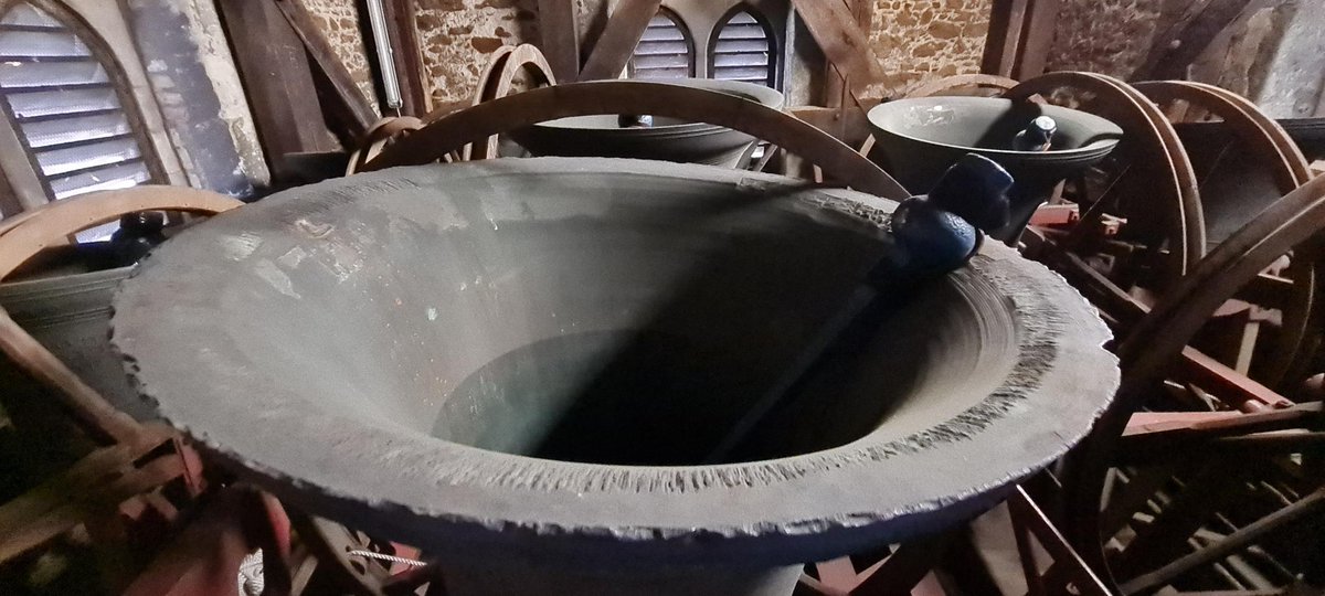 Up <a href="/StMarysHarrow/">St Mary's Harrow</a> taking photos of the spire but what caught our attention is that all 10 bells are muffled. It's a really rare sight (&amp; sound) - marking the death of the Queen. Bells will be rung muffled till after the funeral, so if you're in #Harrow, listen out! 
#bellringers