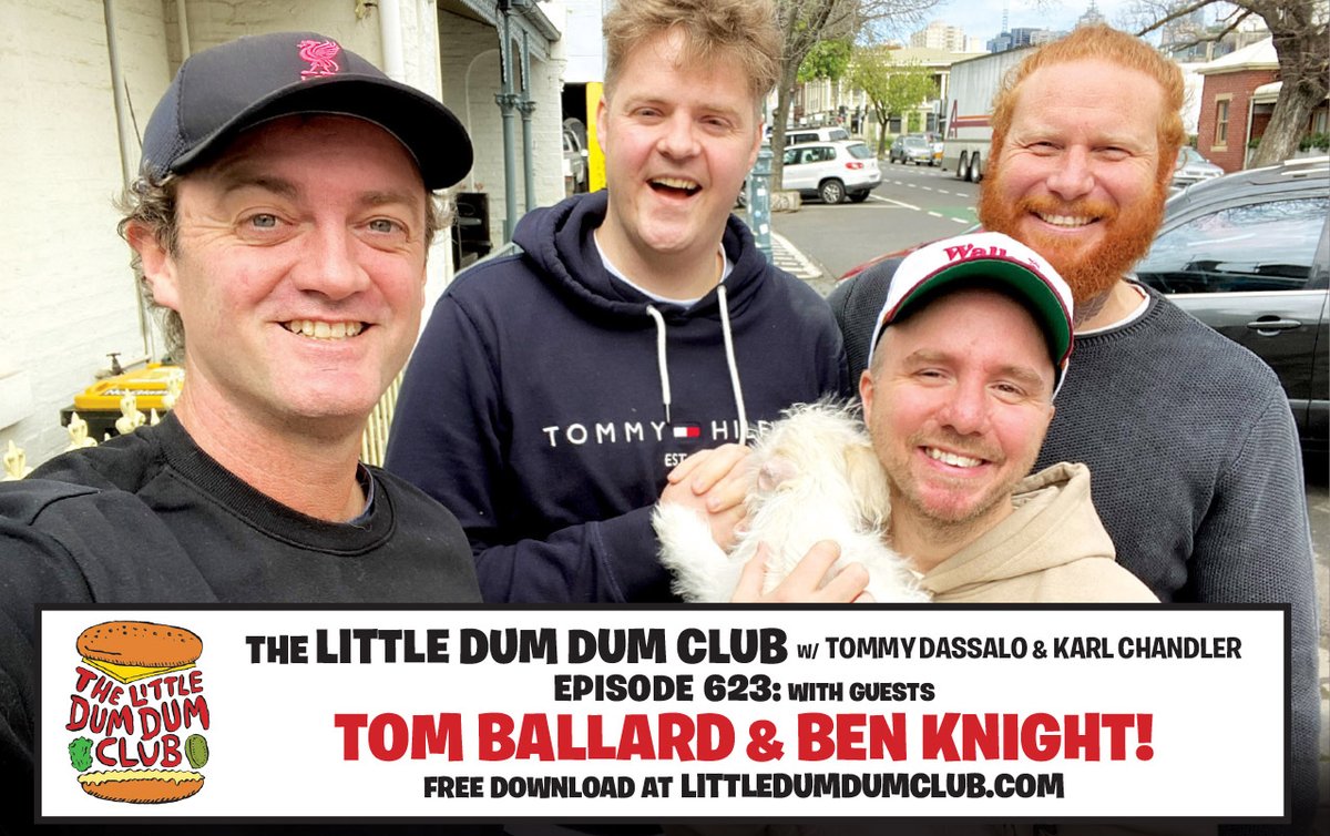 dumdumclub's tweet image. NEW, FREE, FUNNY @DumDumClub episode,
w/ guests @TomCBallard &amp;amp; @BigRedBenKnight!
We're still workshopping ideas for a certain "hall" "of" "fame", Knighty's been scared in Tasmania, Tommy's been to Singapore, and we've got a new shop idea!
DOWNLOAD: littledumdumclub.com/node/584