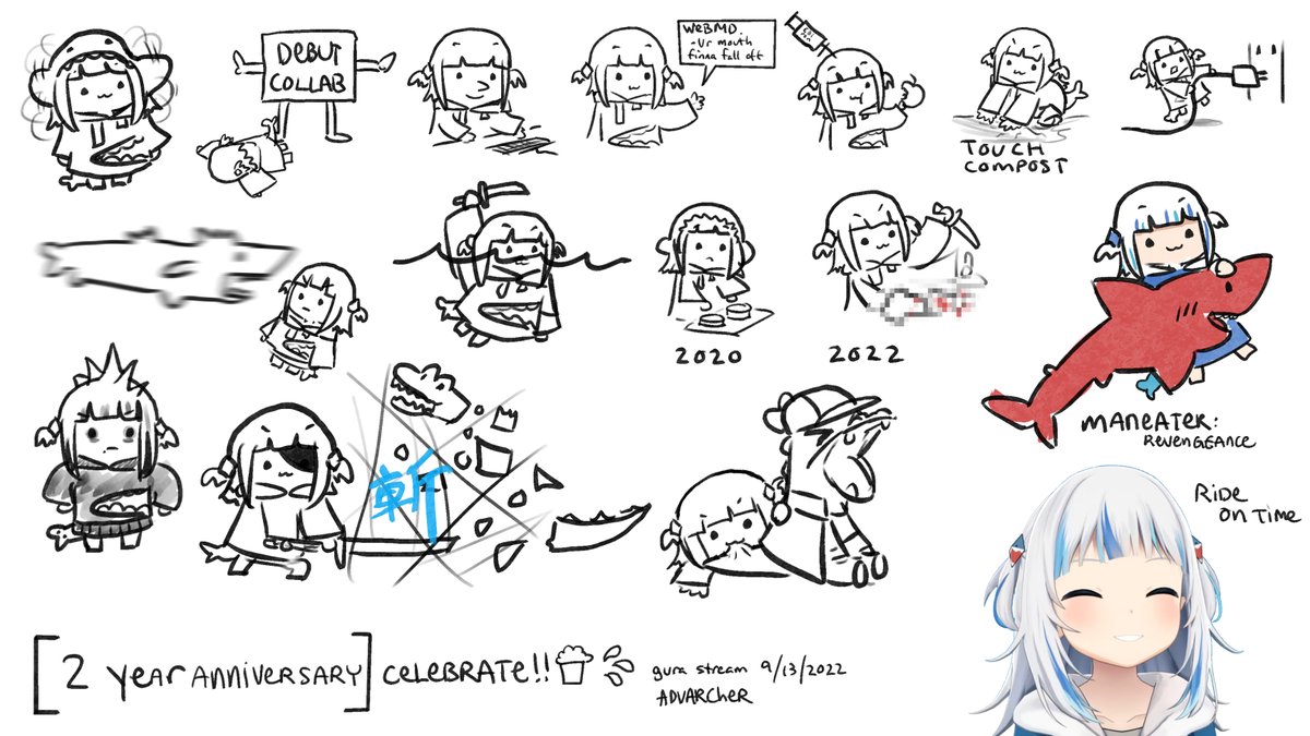 Happy 2 year anniversary Gura! 🥰🎉

Stream doodles for tonight!

#gawrt 