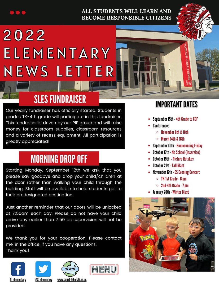 SLelementary's tweet photo. 🚨Spirit Lake ES Newsletter🚨 - https://t.co/KDhA4CYrsY https://t.co/LNwzEtz15u