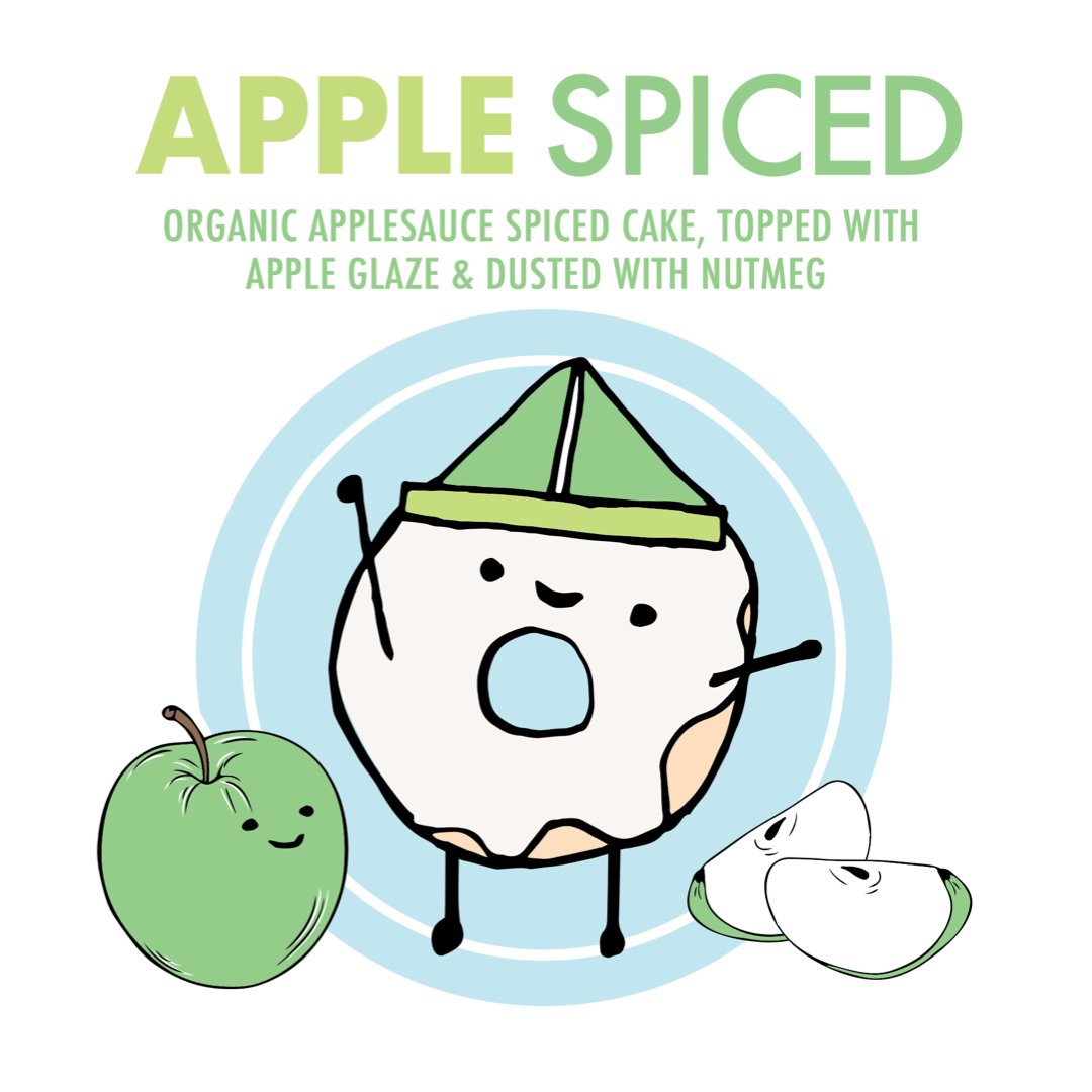 Our bakers are genius for this one 👉 applesauce cake donut infused with made-from-scratch spices and organic apple sauce dipped in an apple glaze and dusted with nutmeg 😋🍏 #AppleSpice #SeptemberDonut