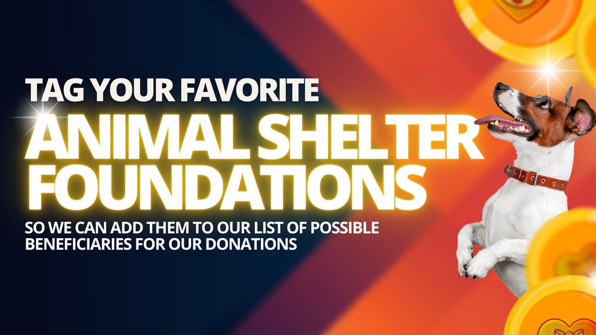 SaveDogeDex's tweet photo. Tag as many animal shelter foundations as you can so we can add all of them to our pool of possible beneficiaries for our donations.

You can also tag your friends who are interested in helping our furry friends! 🐶

Join us:
https://t.co/O2jrUmLzEs

#AnimalWelfare #AnimalLovers https://t.co/zN1V9i9UvI