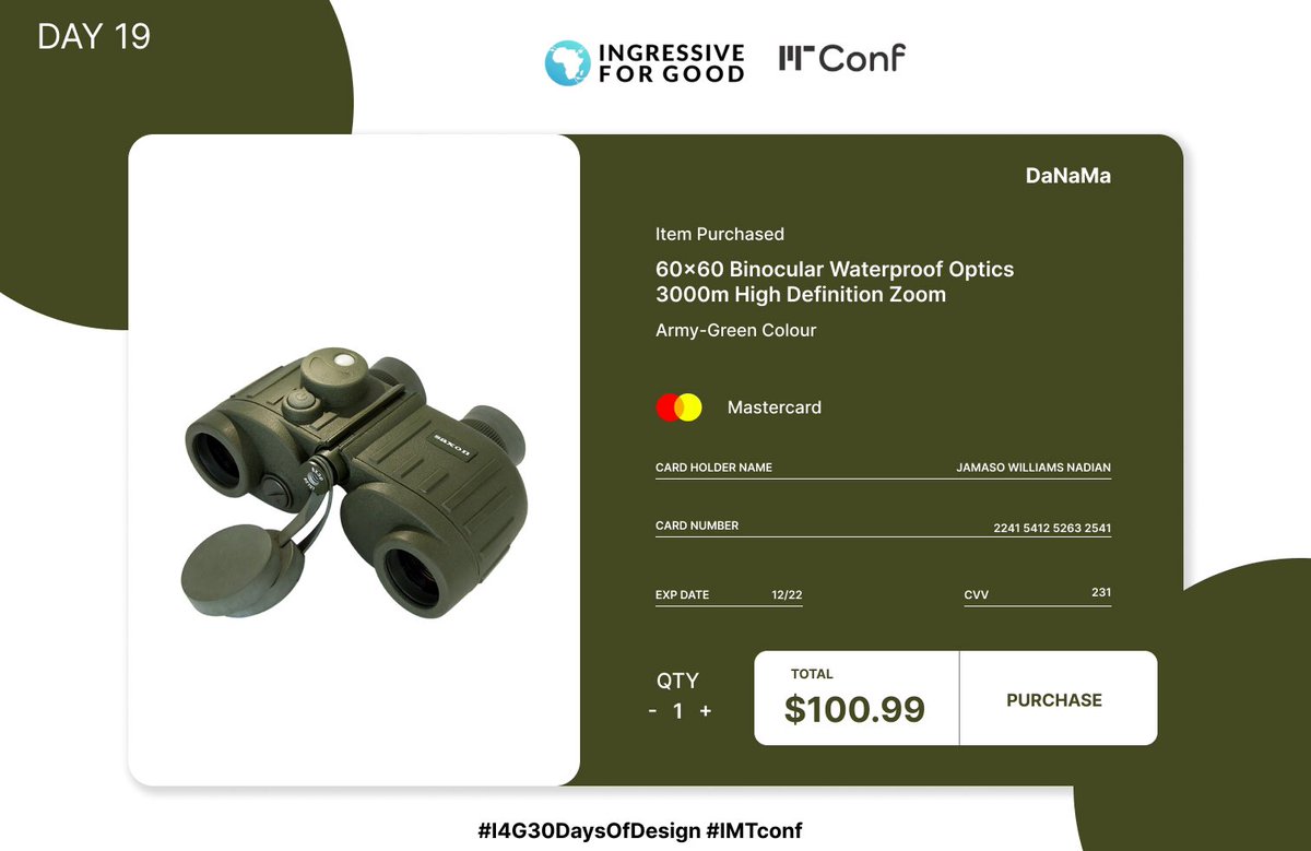 yinkathinker's tweet photo. #day19 - Design a Credit Card Check-out Page
Your reviews will be well appreciated. 😉
@Ingressive4Good @IMTConf
#I4G30DaysOfDesign #imfconf #ui #uiuxdesign #uidesign https://t.co/j01yjOqn8B