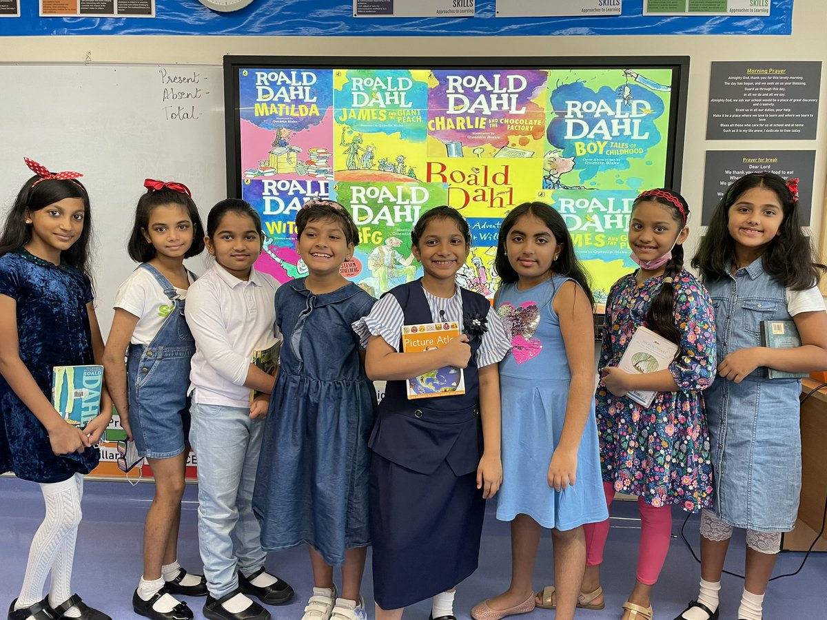 RichaRaghunath1's tweet photo. Grade 3G all dressed up in favourite characters to celebrate their favourite author’s birthday #NMSRoaldDahlDay2022 #Dahlacious @gemsnms_alkhail @ShettySampoorna https://t.co/8l3RK81tfY