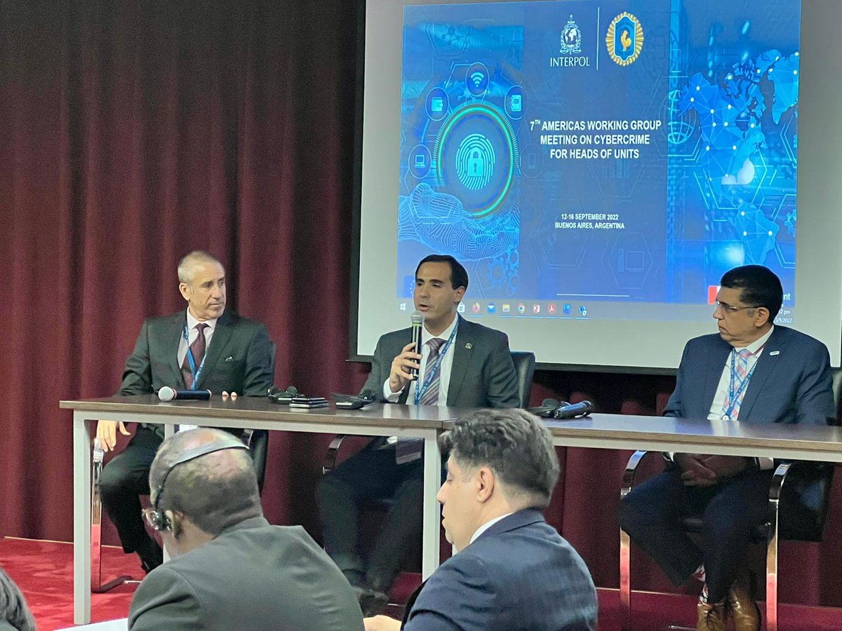 INTERPOL_Cyber's tweet photo. At the 7th Americas Working Group on #cybercrime meeting, the panelists unanimously agreed that timely Information sharing is the Key to combating Cybercrime effectively, in line with INTERPOL’s Cybercrime Strategy to prevent, detect, investigate and disrupt Cybercrime. https://t.co/lq8W1pVTrN