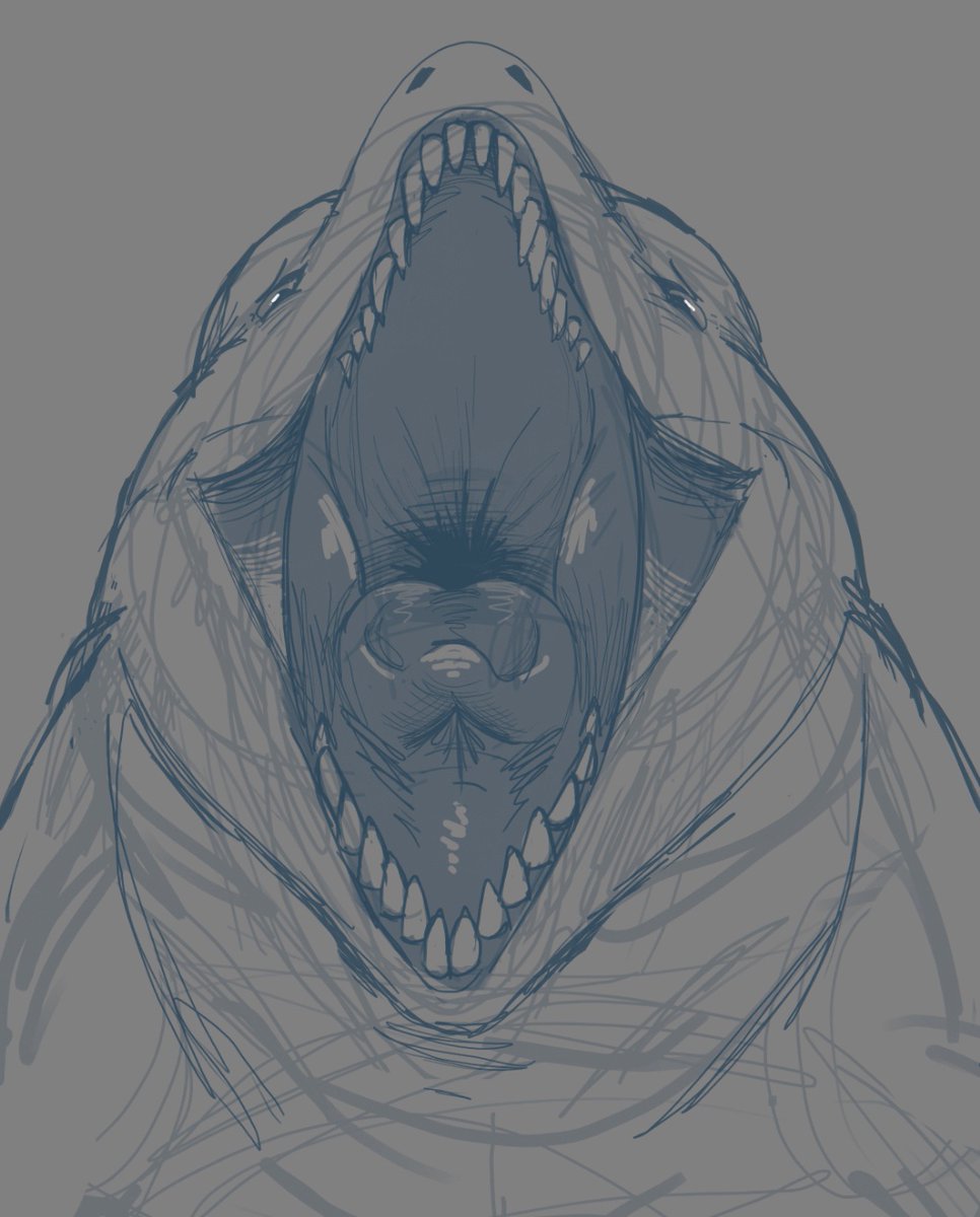 PrehistoricPre2's tweet photo. Finally felt good enough to draw~! Have delicious orca-rex maw~ #dinosaur #orca #vore #furry #furryvore #mawshot #tongue #workinprogress #nsfw #furryartwork #furryart #oralvore https://t.co/qxGlV97VlM