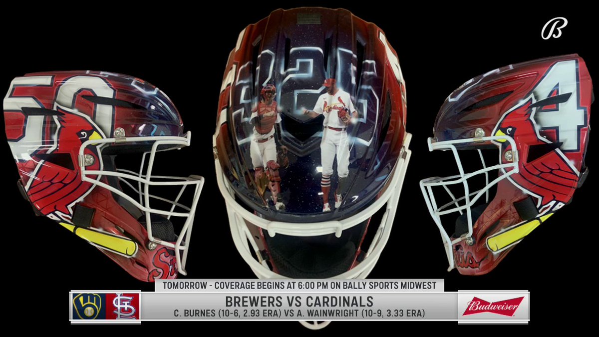 FanDuelSN_MW's tweet photo. Yadi will wear this special mask as he and Waino make history tomorrow. #STLCards https://t.co/4FH097Vetw