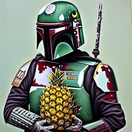 ahrevir's tweet photo. Este prompt es mi clásico en las imágenes generadas por IA:

"Boba Fett holding a pineapple" - made with @NightCafeStudio 

https://t.co/nnXIHGRvzH

#aiart #nightcafe #digitalart https://t.co/nnXIHGRvzH https://t.co/0IVFdzZd4f