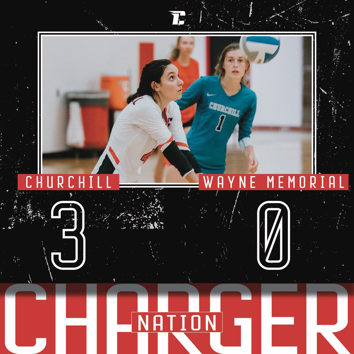 We LOVE a program sweep! 🧹 All three teams won 3-0 over Wayne Memorial. Varsity wins by set scores of 25-11, 25-10 and 25-10. #ChargerNation