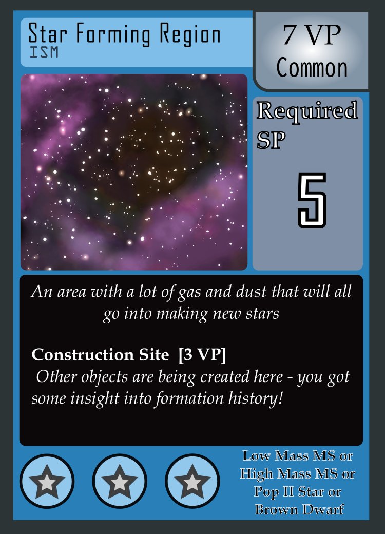 astrocardgame's tweet photo. Object (card) of the Day : Star Forming Region
Class : ISM
Ability : Construction Site
#astromania #astronomy #astronomyfacts #starformingregion #Nebula #spaceart #stem #cardgames #games #cards #Cosmos #stars #kickstarter #kickstartercampaign #kickstartercards #SciCommSeptember https://t.co/a7gExPJZ4k